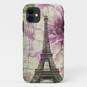 elegantes vintage-paris-eiffelturm-blumen-mädchenh Case-Mate iPhone hülle