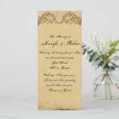 Elegantes Vintage-Pfau-Hochzeitsprogramm Programm (Stehend Vorderseite)