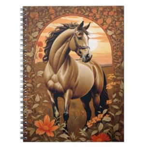 Elegantes Vintage-Pferd bei Sonnenuntergang Notizblock