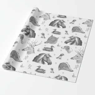 Elegantes Vintage Pferd Englische Land Jagd Geschenkpapier
