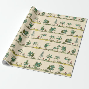 Elegantes Vintage-Pferdejagd-Toile auf Beige Geschenkpapier