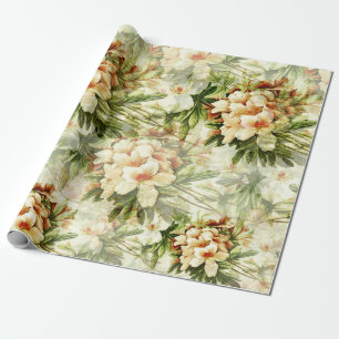 Elegantes Vintage Retro Weiß Blumenblüten Bouquet Geschenkpapier