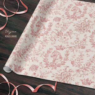 Elegantes vintage rosa beige Reitsport Blumen-Toil Geschenkpapier