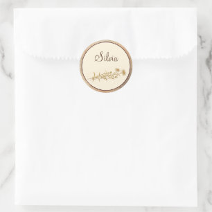 Elegantes Vintage-Rosa-Monogramm und gelbe Blumen Runder Aufkleber