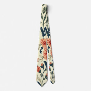 Elegantes Vintage-Rosa und Blaues Blumenmuster auf Krawatte
