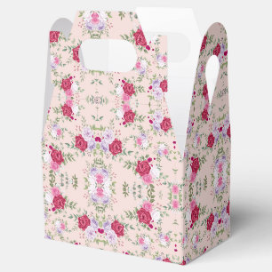 Elegantes Vintage-Rosa- und Burgunder-Blumenmuster Geschenkschachtel