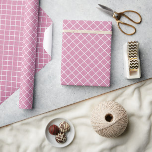 Elegantes Vintage-Rosa-Weiß-Karomuster Geschenkpapier
