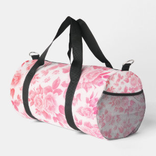 Elegantes vintage rosafarbenes botanisches Floral Duffle Bag