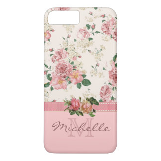 Elegantes Vintage-Rosé-Blumenmonogramm Name Case-Mate iPhone Hülle