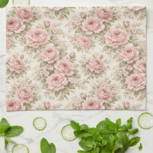 Elegantes vintage Rosen nahtloses Blumenmuster Geschirrtuch