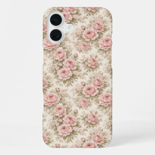 Elegantes vintage Rosen nahtloses Blumenmuster iPhone 16 Plus Hülle