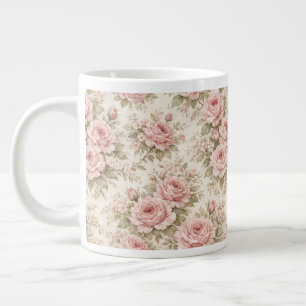 Elegantes vintage Rosen nahtloses Blumenmuster Jumbo-Tasse