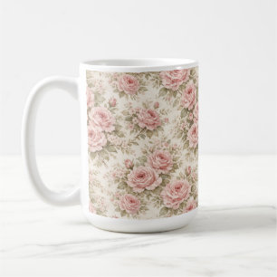 Elegantes Vintage-Rosen nahtloses Blumenmuster Kaffeetasse
