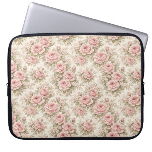 Elegantes vintage Rosen nahtloses Blumenmuster Laptopschutzhülle
