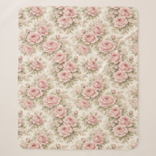 Elegantes Vintage-Rosen nahtloses Blumenmuster Sherpadecke