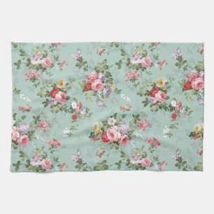 Elegantes Vintage-Rosenmuster in Rosa und Rot Handtuch