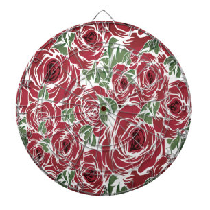 Elegantes Vintage-Rosenmuster - Rote und grüne Blu Dartscheibe