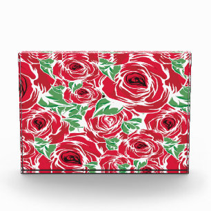Elegantes Vintage-Rosenmuster - Rote und grüne Blü Fotoblock