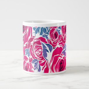 Elegantes Vintage-Rosenmuster - Rote und rosa Blüt Jumbo-Tasse
