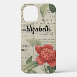 Elegantes Vintage rotes Blumenmuster Case-Mate iPhone Hülle