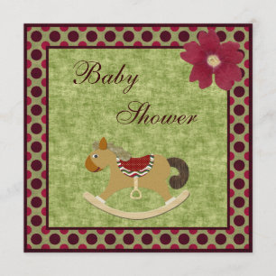 Elegantes Vintage-Schaukelpferd-Polka-Dot-Baby-Sho Einladung