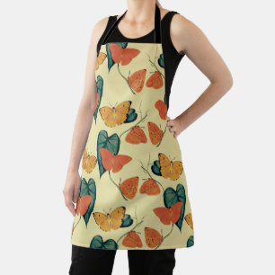 Elegantes Vintage-Schmetterlinge- und Blätter-Must Schürze