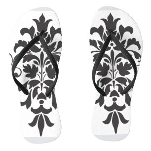 Elegantes vintage schwarz-weißes Damastmuster Badesandalen
