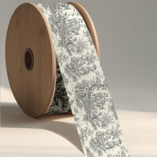 Elegantes vintage schwarzes Off-White-Toile-Satinb Satinband