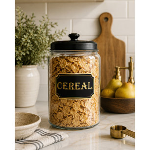 Elegantes Vintage-Schwarzes und Gold Pantry-Label Aufkleber