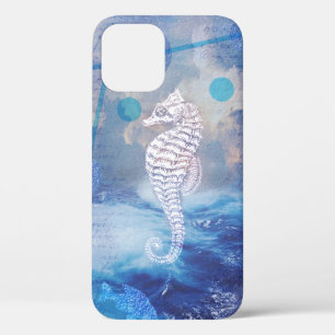Elegantes Vintage-Seepferdchen Blaue Ozeanwellen Case-Mate iPhone Hülle