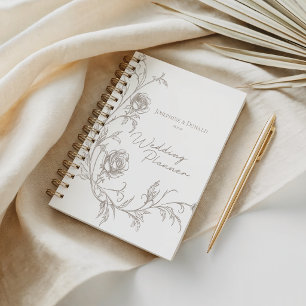 Elegantes Vintage-Sepia-Hochzeitsplanerbuch Planer