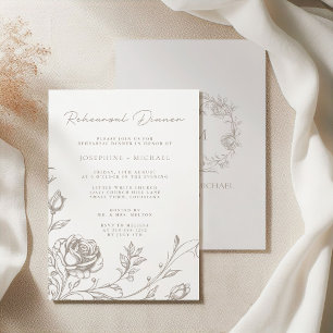 Elegantes Vintage-Sepia-Probedinner zur Hochzeit Einladung