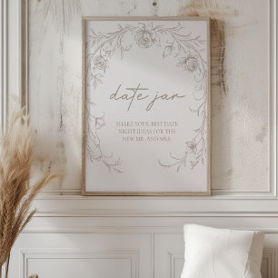 Elegantes Vintage-Sepia-Schild für einen romantisc Poster