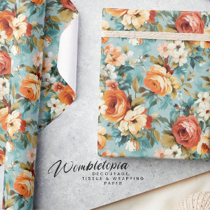 Elegantes Vintage-Shabby-Chic-Frühlingsblumenmuste Geschenkpapier
