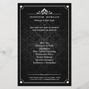 Elegantes Vintage-Shadow-Damask-Schönheitssalon Flyer