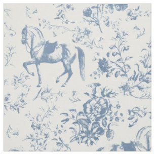 Elegantes Vintage-Staubblau-Pferd-Blumen-Toile Stoff