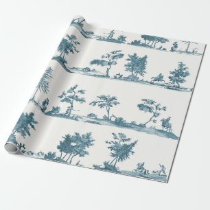 Elegantes, vintage, staubblaues Jagd-Toile Geschenkpapier