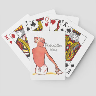 Elegantes Vintage-Strandmädchen mit Muschel-Sommer Spielkarten