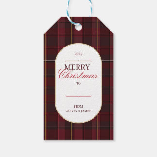 Elegantes vintage Tartan Karo Weihnachtsgeschenk-A Geschenkanhänger