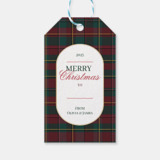 Elegantes vintage-Tartan-Karo-Weihnachtsgeschenk-A Geschenkanhänger