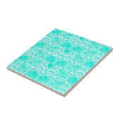 Elegantes Vintage Teal Türkis Spitze Damast Muster Fliese (Seite)