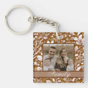 Elegantes vintage Terrakotta Boho-Blumenmuster Schlüsselanhänger