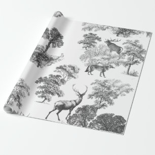 Elegantes Vintage-Toile-Hirsch-Fuchs-Waldland Geschenkpapier