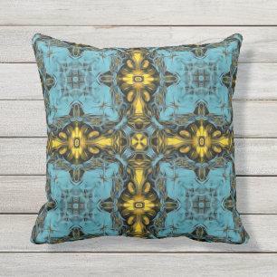 Elegantes, vintage-verzierung muster, gold, teal kissen