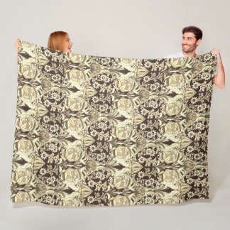 Elegantes Vintage viktorianisches beige Blumenmust Fleecedecke