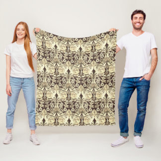 Elegantes Vintage viktorianisches beige Blumenmust Fleecedecke