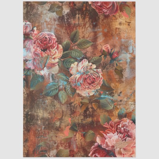 Elegantes Vintage viktorianisches rustikales flora Seidenpapier (Vorderseite)