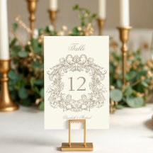 Elegantes Vintage-Wappen Elfenbein-Hochzeit