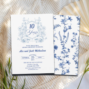 Elegantes Vintage-Wappen zum 10. Hochzeitstag Einladung