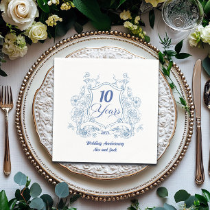 Elegantes Vintage-Wappen zum 10. Hochzeitstag Serviette